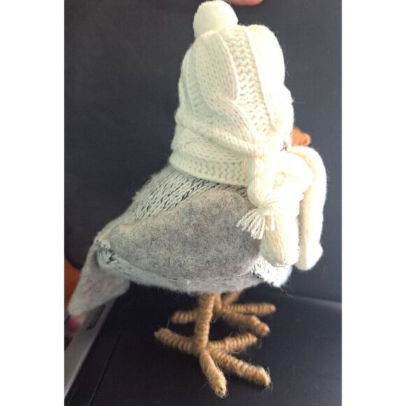 2015 Target Wondershop Fabric Bird Gray Tweed White Scarf & Earflap Hat - Picture 3 of 9